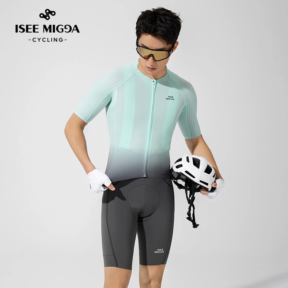 ISEEMIGGA【薄荷十字】【双箭头坐垫MITI面料】骑行服公路车男款套装