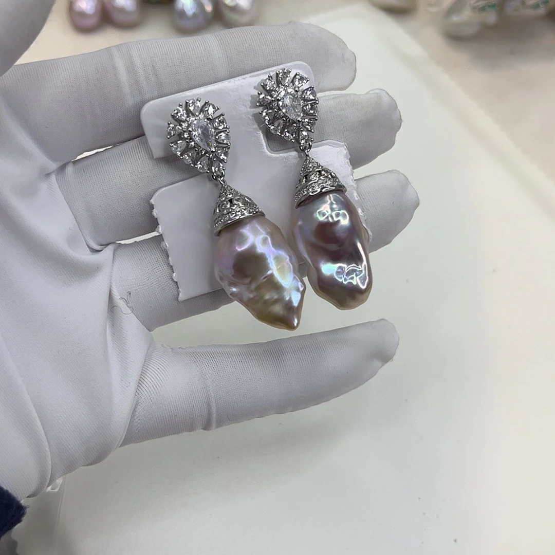 合金淡水珍珠耳饰