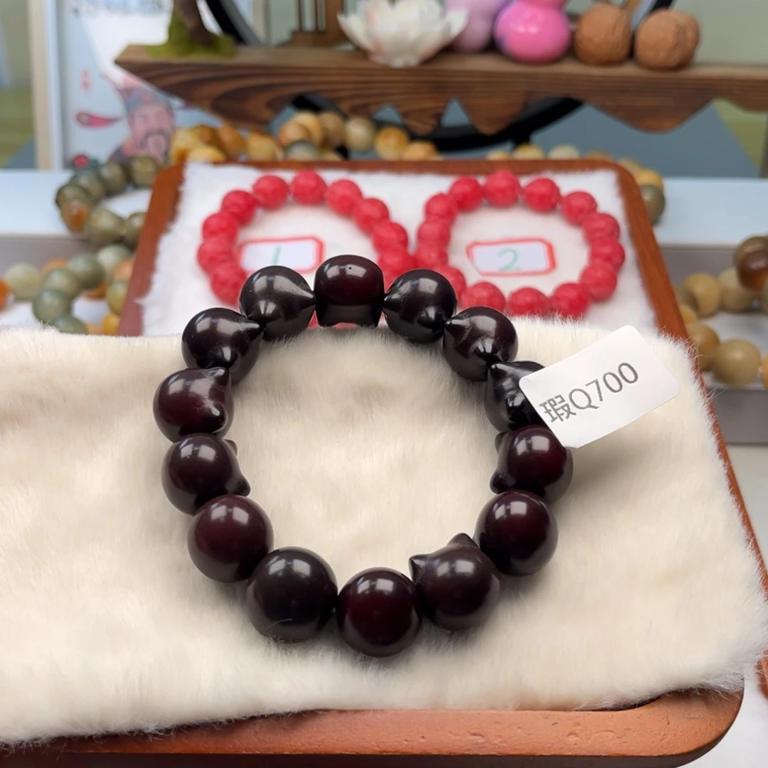 菩提根/象牙果手串17mn猫头瑕Q700