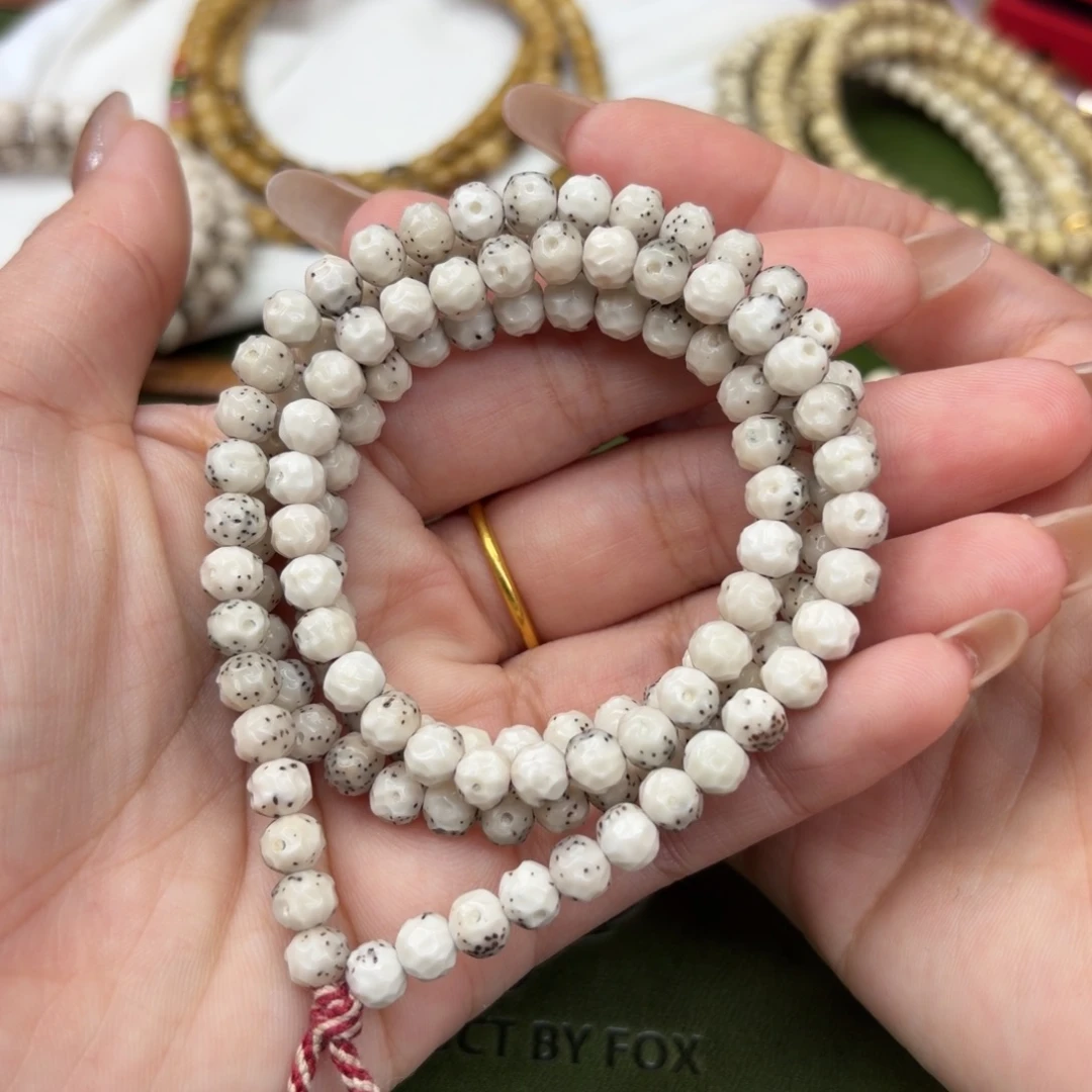 星月菩提手串6mm二次圆无相108❗️大留白小细星❗️糯冰石玉料❗️