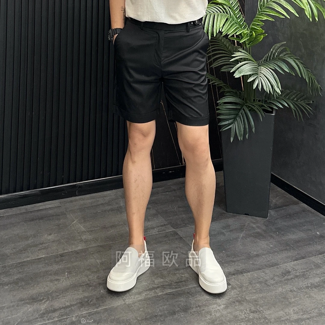 短裤男款夏季轻奢痞帅男装高级感男装简约百搭薄款透气四分半短裤