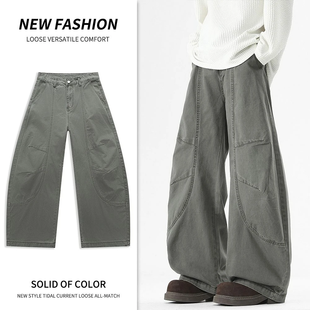 2025新款美式高街潮牌弯刀裤男生秋季百搭休闲裤情侣宽松阔腿长裤