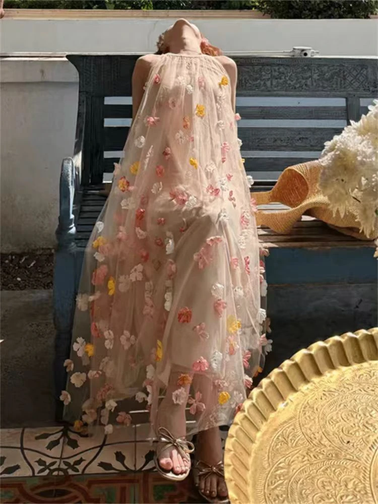 6686超美超仙新款高级感法式甜美花朵裙