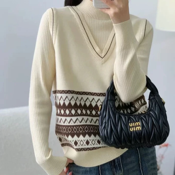 冬季宽松假两件加厚针织毛衫