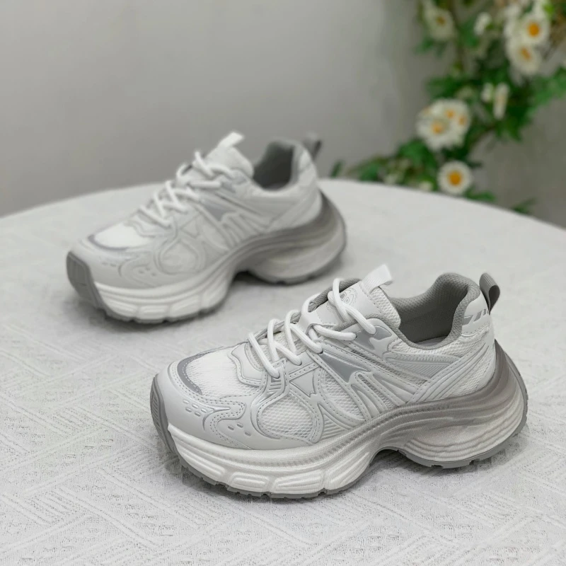 厚底超火网面老爹鞋女2025夏季新款单网透气镂空轻便增高休闲运动