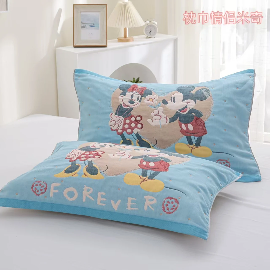 【鲜花米奇】52/78十层纱布加厚枕巾一对装