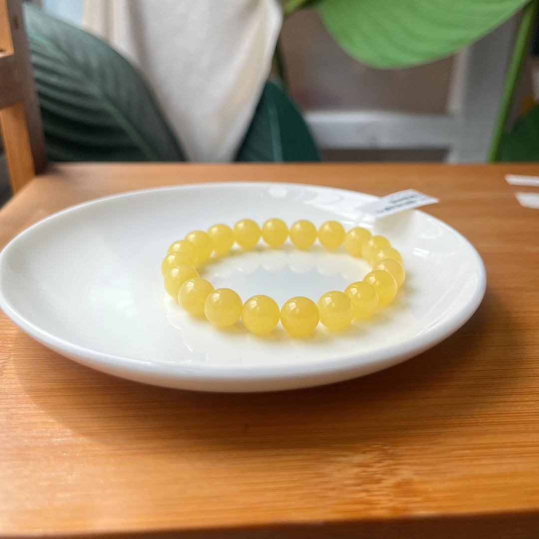 【郭老师】约9-9.5mm俄料鸡油黄白花蜜蜡单圈