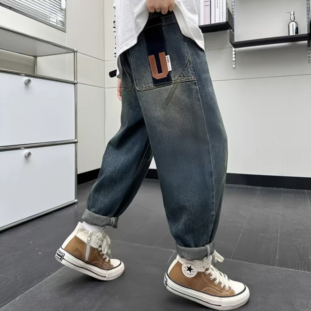 儿童装男童裤子春装长裤2025新款中大童韩版洋气时髦秋季牛仔裤潮