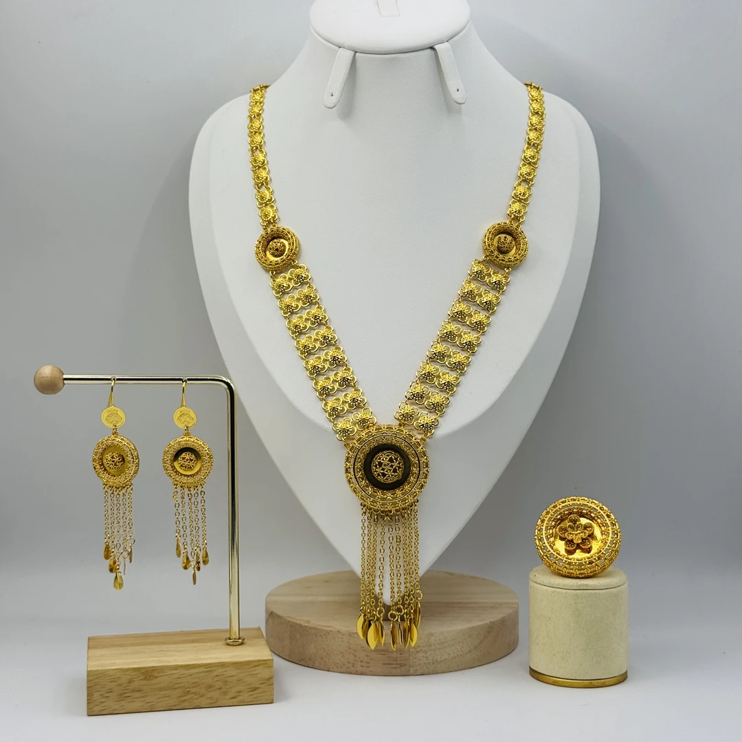 铜合金项链 TJ307 铜合金首饰 项链耳环戒指三件套