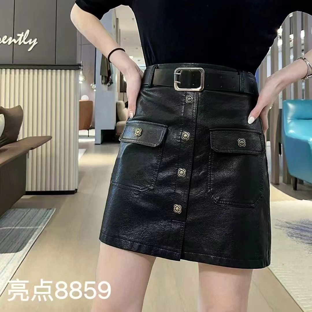L L琳大码2025秋季新款pu皮半身裙小众女神范高端洋气a字短裙8859