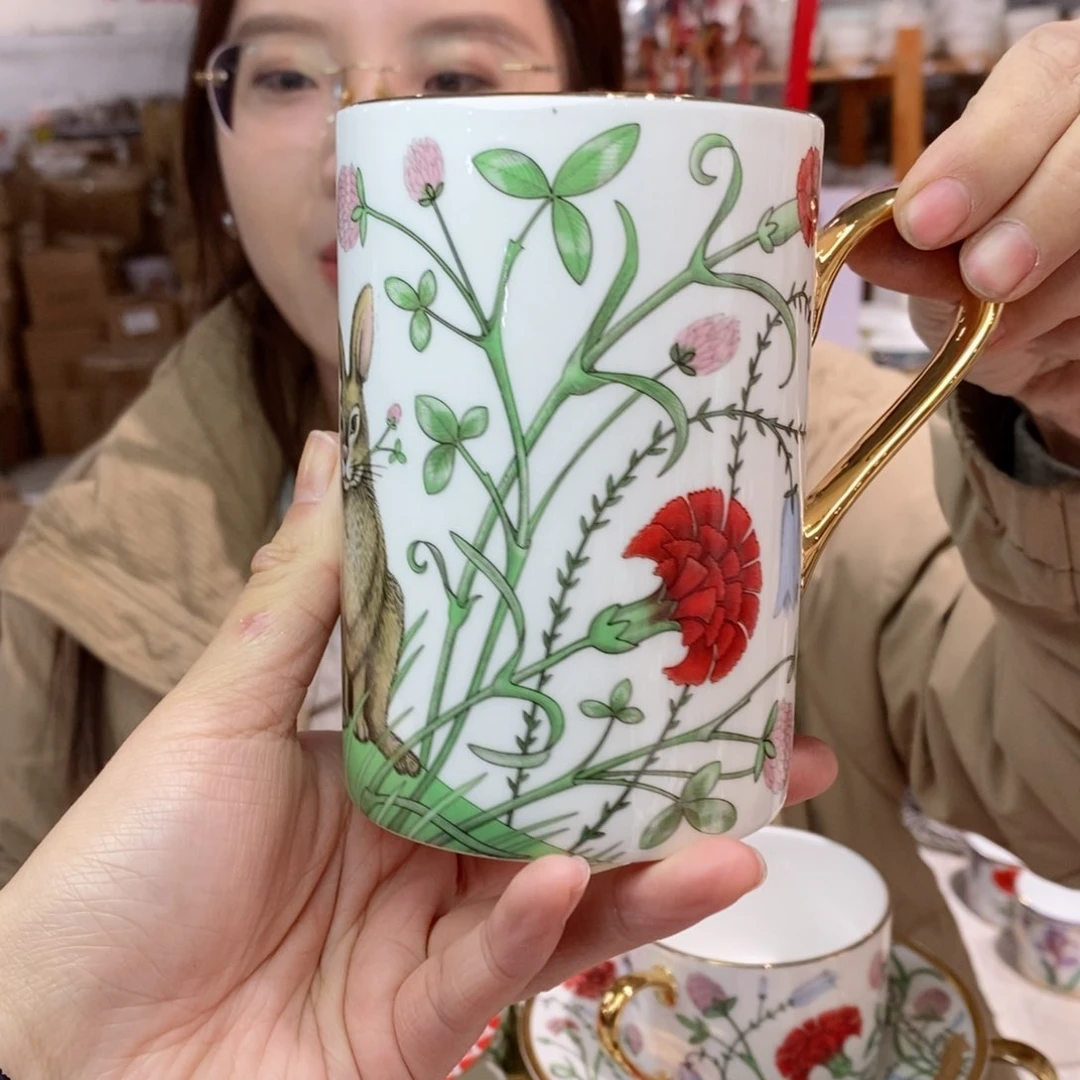 瓷鹅黄原单马克杯一个400ml微瑕