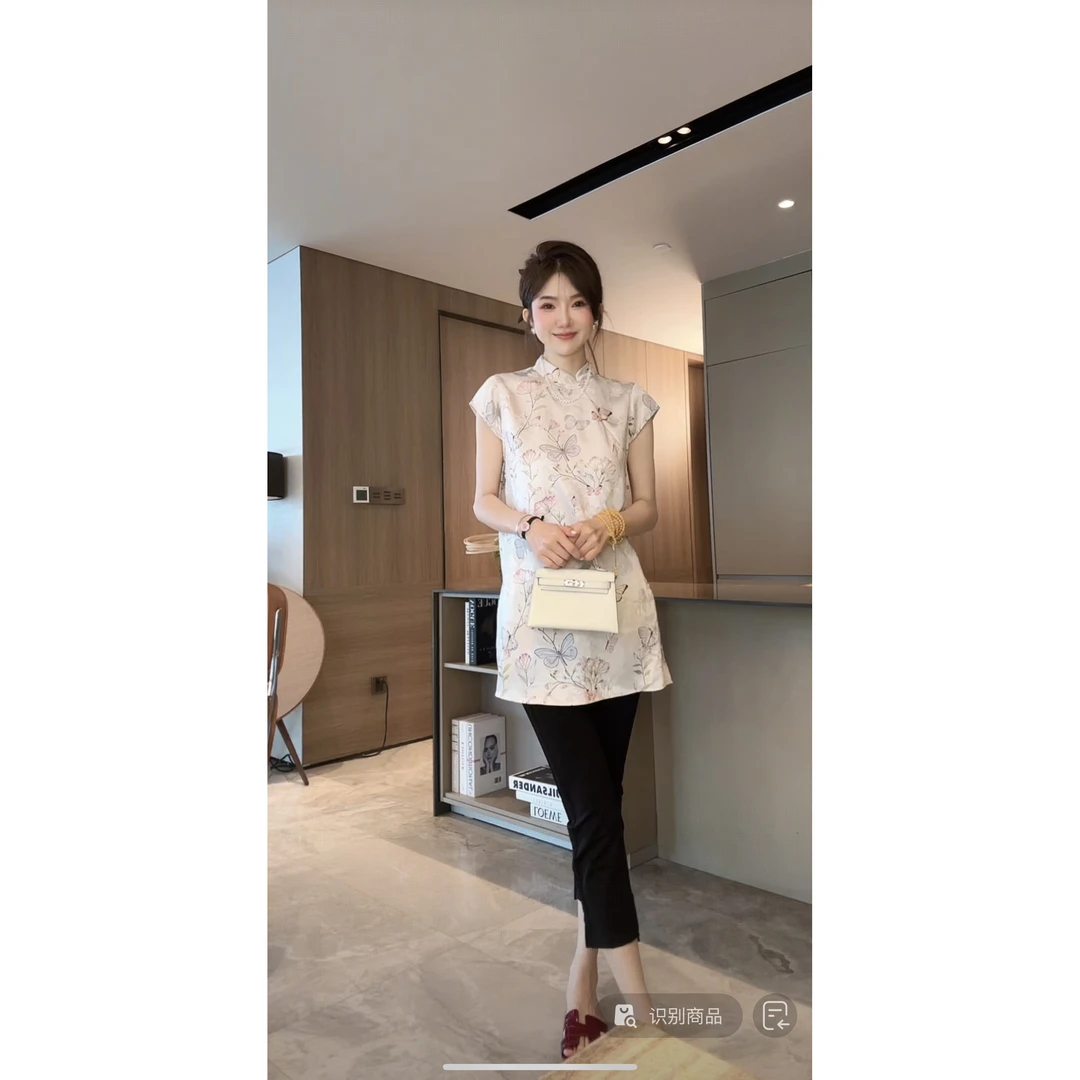 yiyiya.Guo艺艺吖【白月光】新中式中国风提花斜襟立领上衣2215SS52