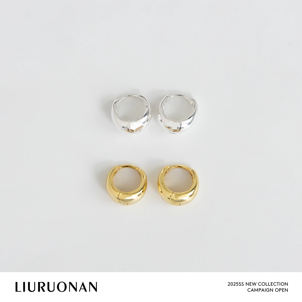 合金耳饰 LIURUONAN 25JJ S925纯银弧面椭圆极简小型耳钉耳饰