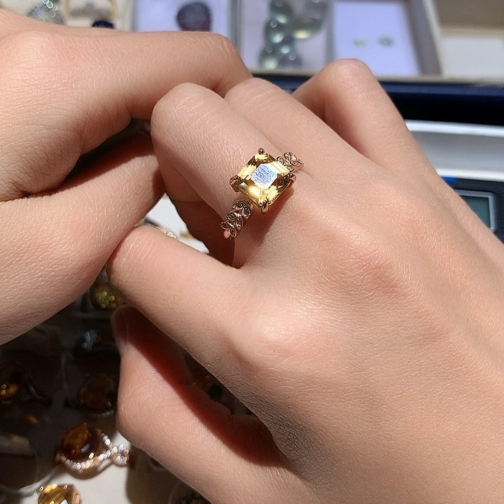 戒指银S925镶嵌黄晶