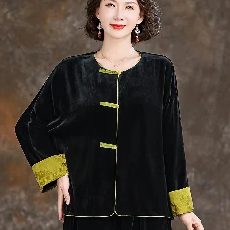 金丝新中式提花中国风外套时尚气质开衫立领短外套女复古上衣