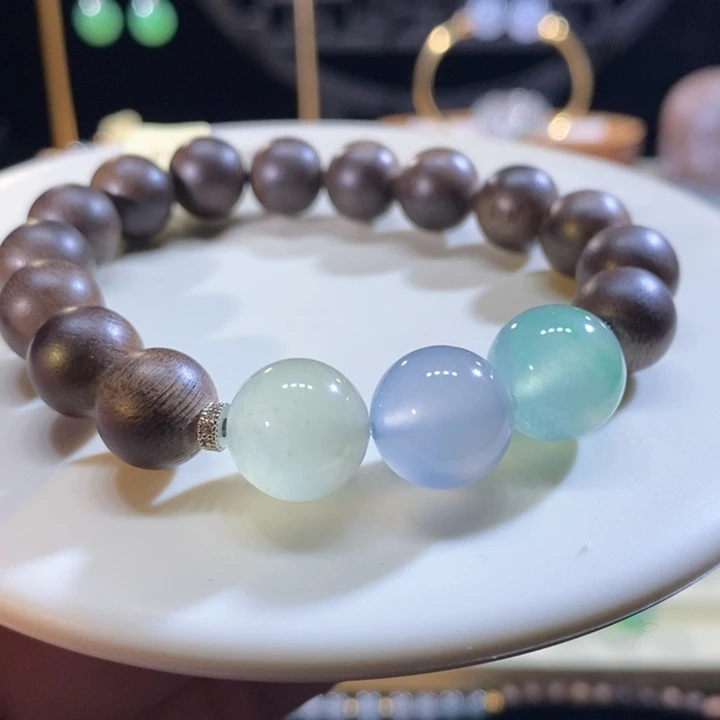 翡翠未镶嵌吊坠(不含链)翡翠高冰三彩手串