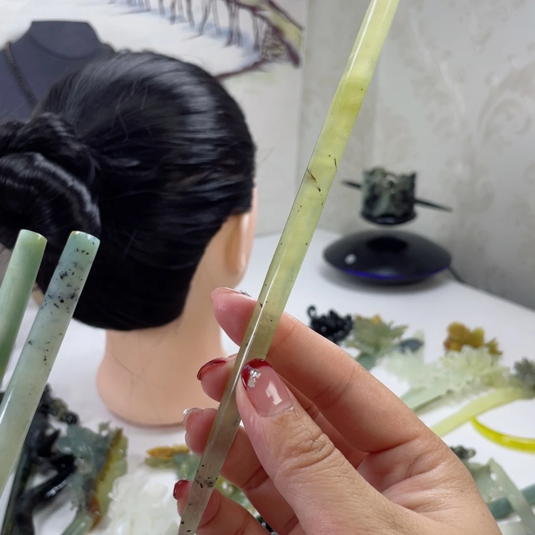 岫玉发饰未镶嵌岫玉素棍发簪