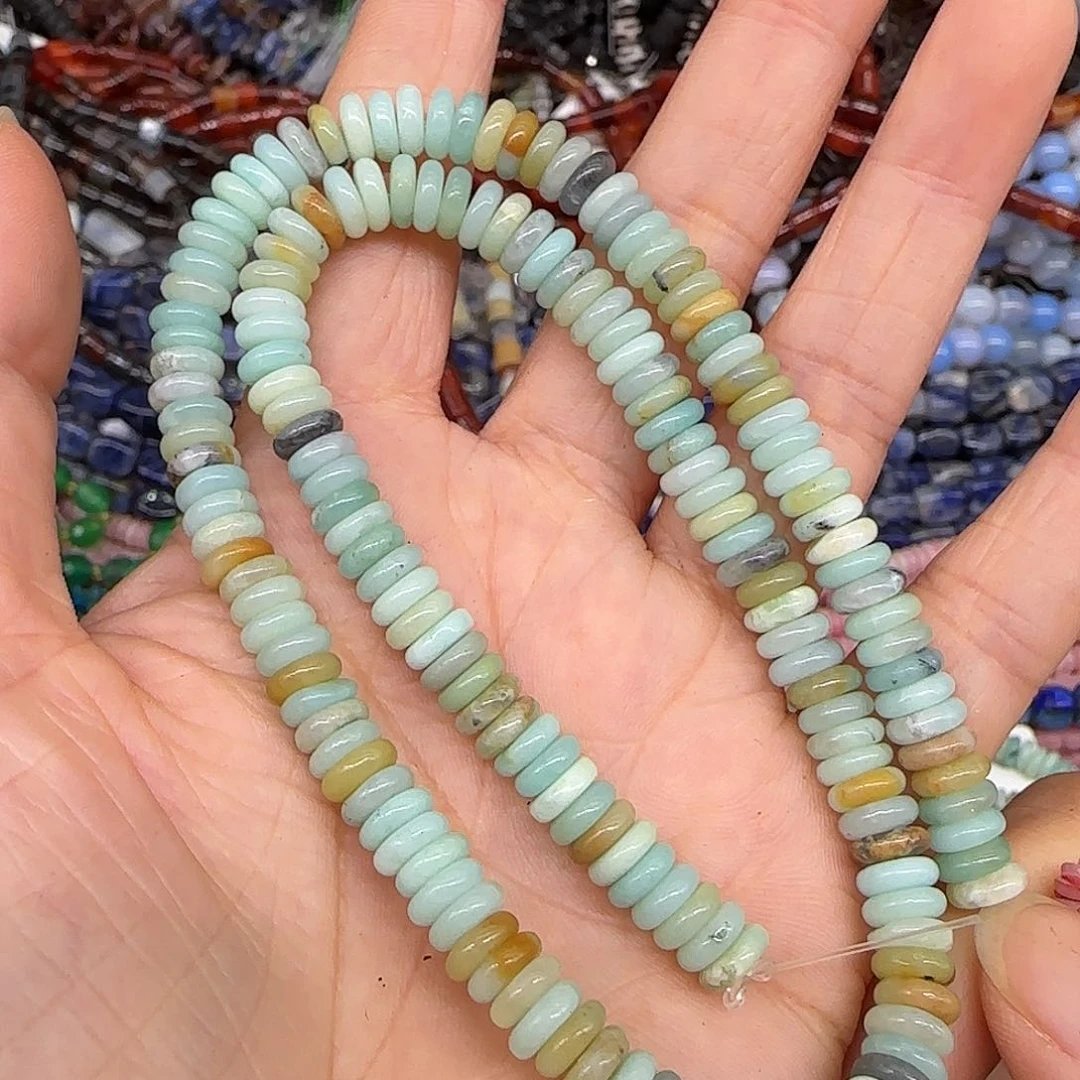 玛瑙/玉髓合金珠宝半成品亚马逊天河石6mm一条