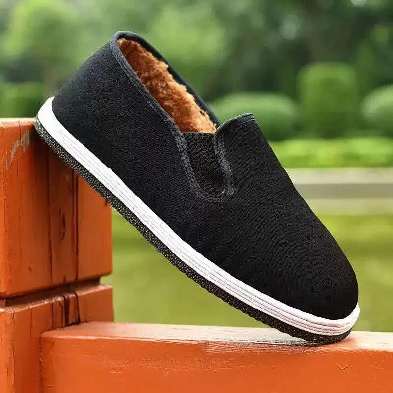 耐磨防滑防扎防穿刺纯色保暖轮胎底一脚蹬布鞋冬季男鞋男士工作鞋