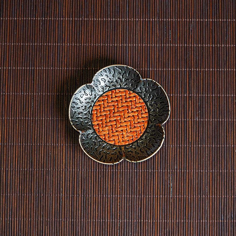 【墨舍好物】藤编花朵合金杯垫（th87）家用陶瓷纯手工主人杯日式茶道