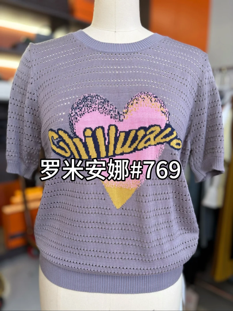 套头夏季休闲短袖女夏短袖圆领针织衫爱心上衣镂空百搭时尚毛衣