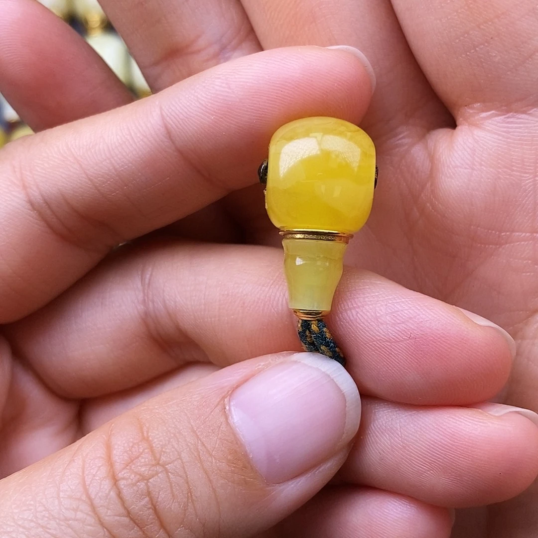 琥珀18K金镶嵌裸石12.6mm 蜜蜡金腰带三通