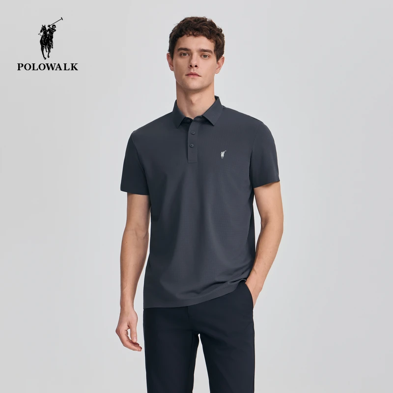 POLOWALK男装2025夏季新品男式速干短袖提花舒适凉爽翻领POLO衫