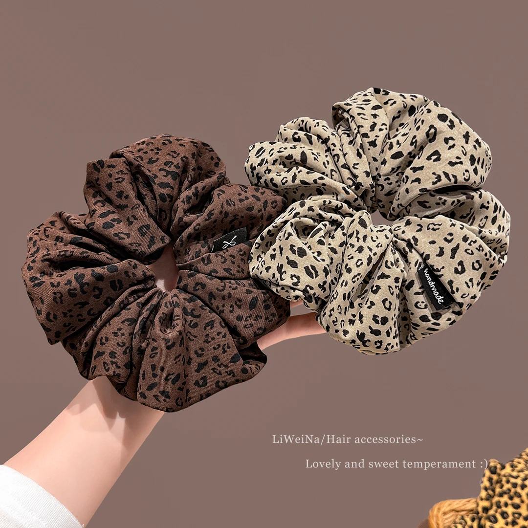 复古豹纹大肠发圈女低马尾丸子头扎发头绳2025新款气质橡皮筋发饰
