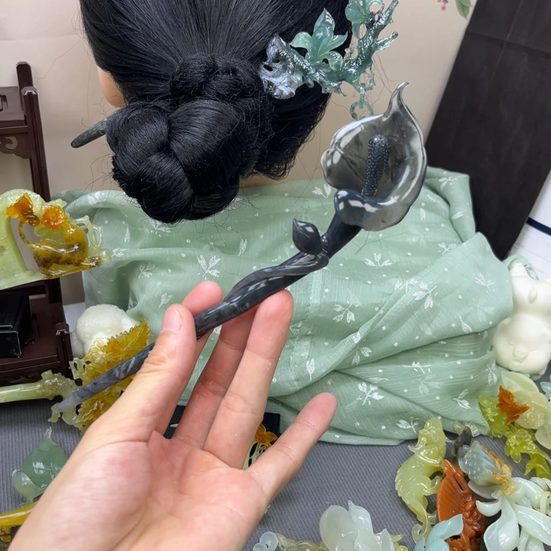 蛇纹石玉合金发饰