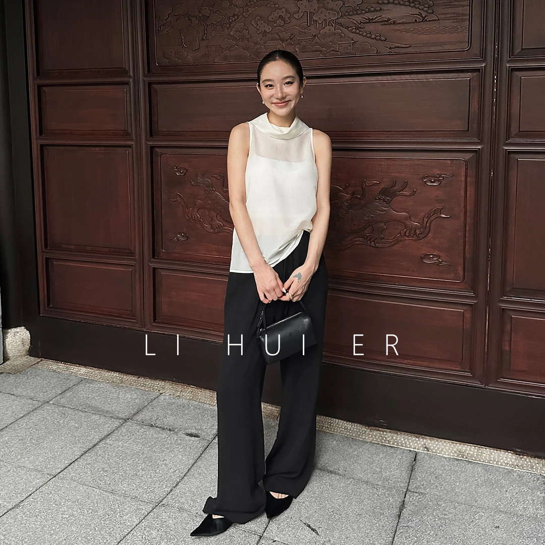 LiHuiEr李慧儿【伦敦都市】2025夏款休闲阔腿裤设计师款裤子7665