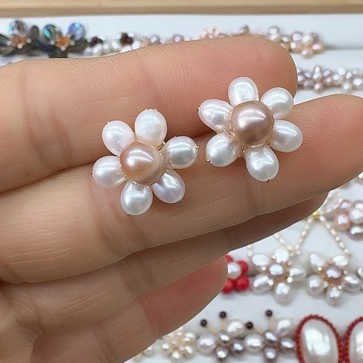 淡水珍珠耳饰银S925镶嵌