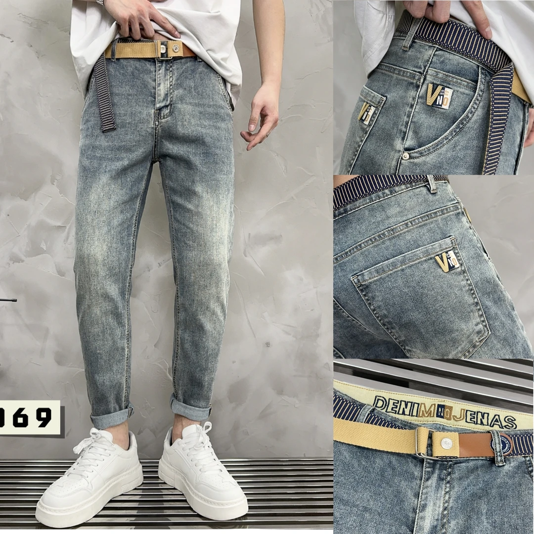 【实体轻奢8069】2025春夏薄款弹力九分牛仔裤男士简约时尚休闲百搭