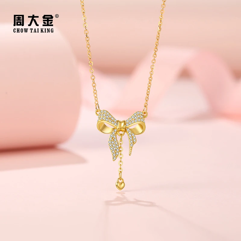 坠链均925银 周大金蝴蝶项链女纯银锁骨链气质轻奢时尚新年礼物潮