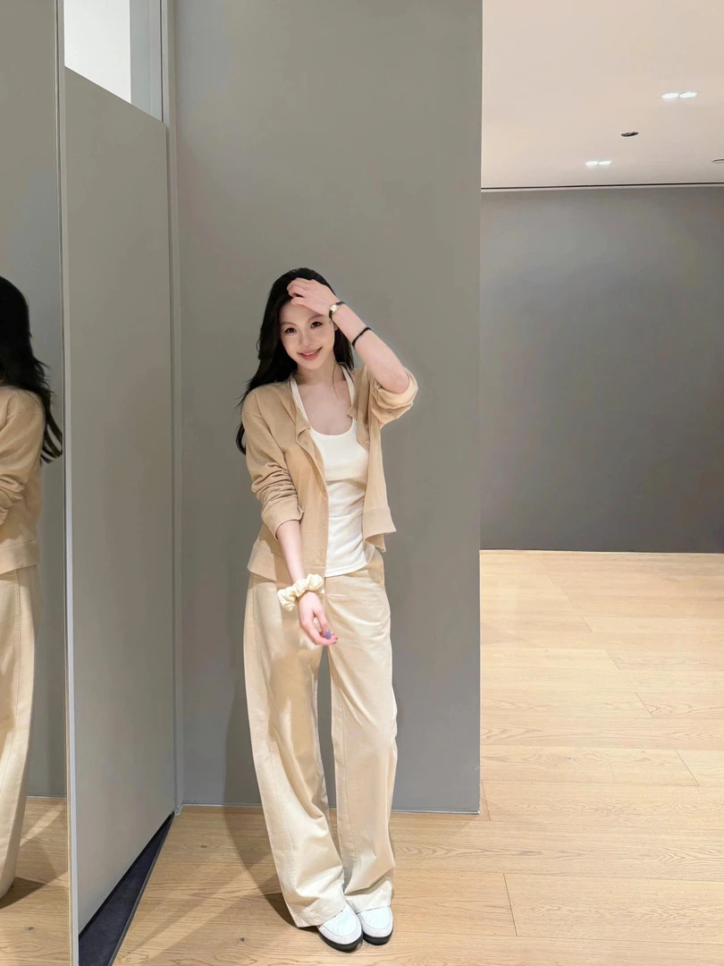 温柔知性衣服女装时尚简约通勤内搭气质开衫上衣休闲百搭宽松裤子