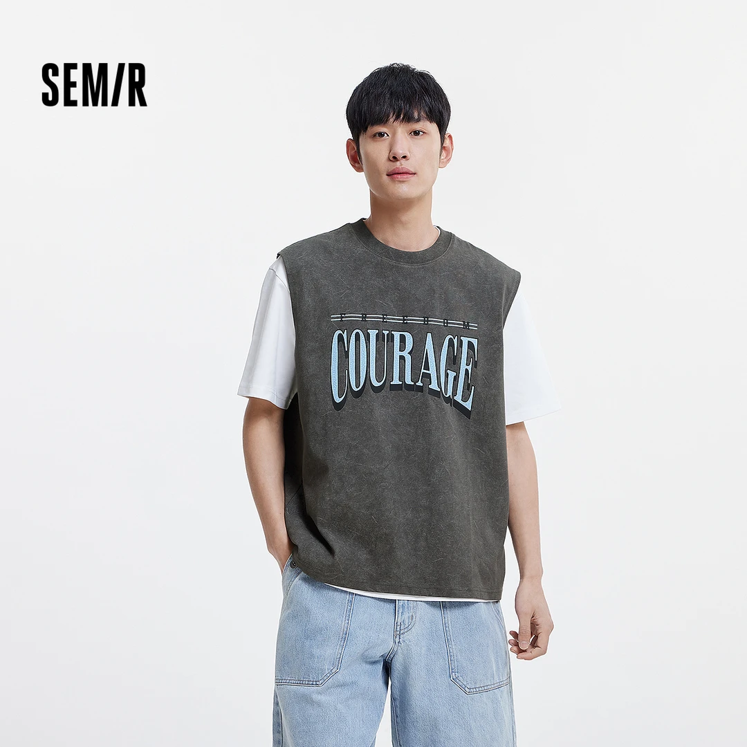 森马背心宽肩无袖2025夏季新款坎肩潮流撞色印花男款夏季出行潮流