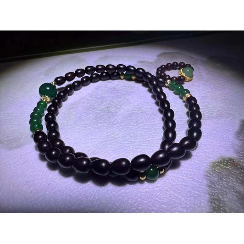 精美手串 小叶紫檀多圈设计绿 一对戒指