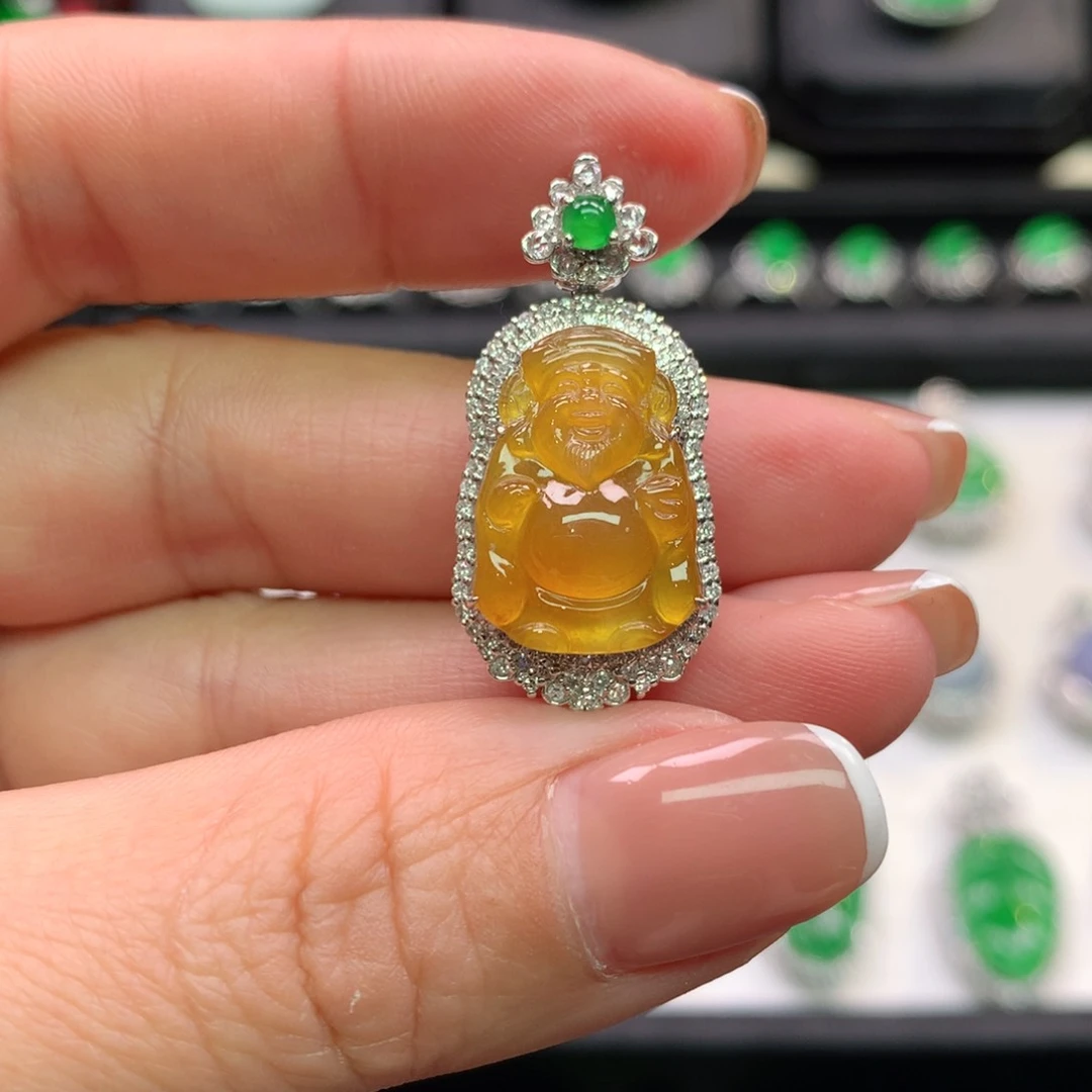 翡翠吊坠(不含链)18K金镶嵌