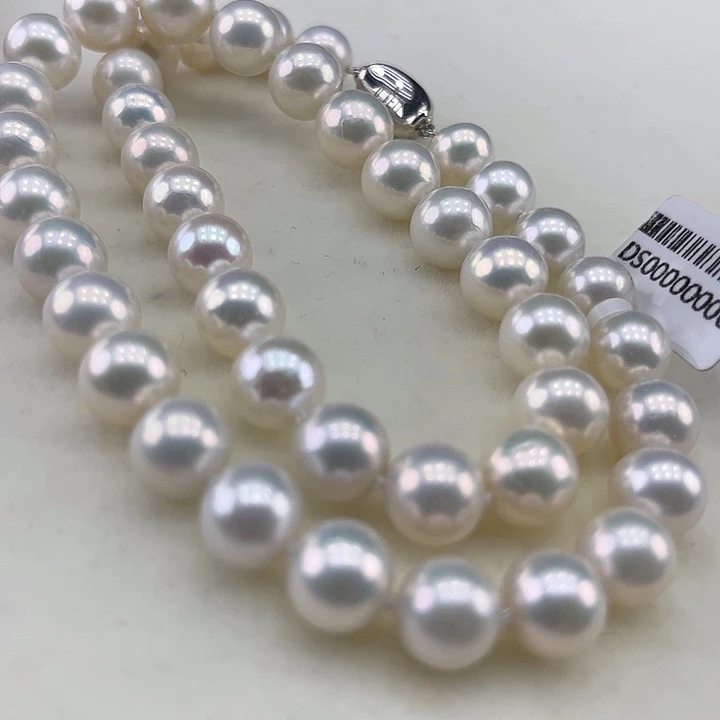 淡水珍珠银S925镶嵌颈饰9-10极光银蓝高品