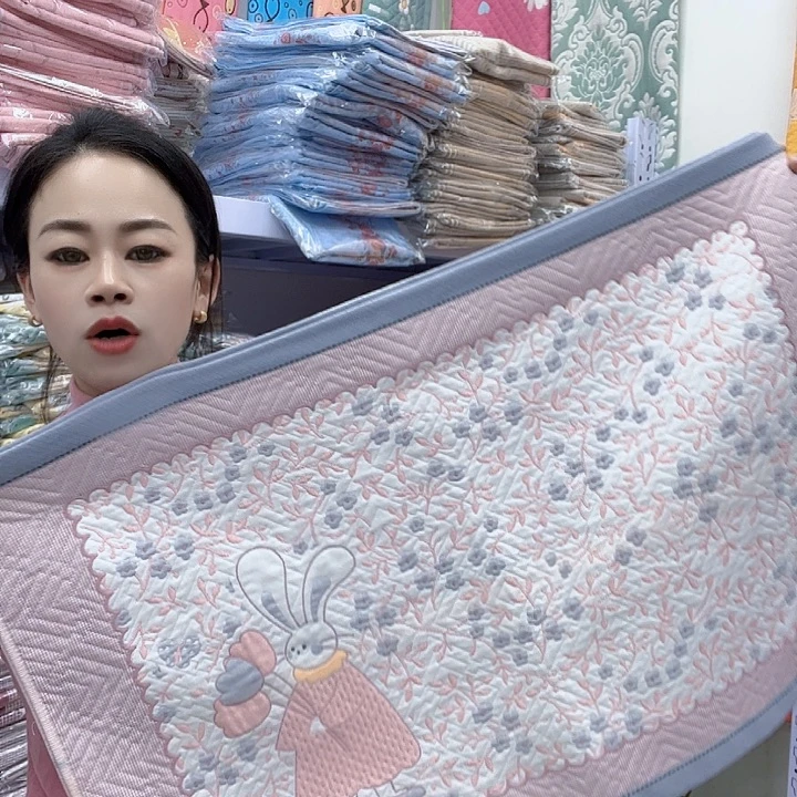 棉紫灰色小花兔纯棉