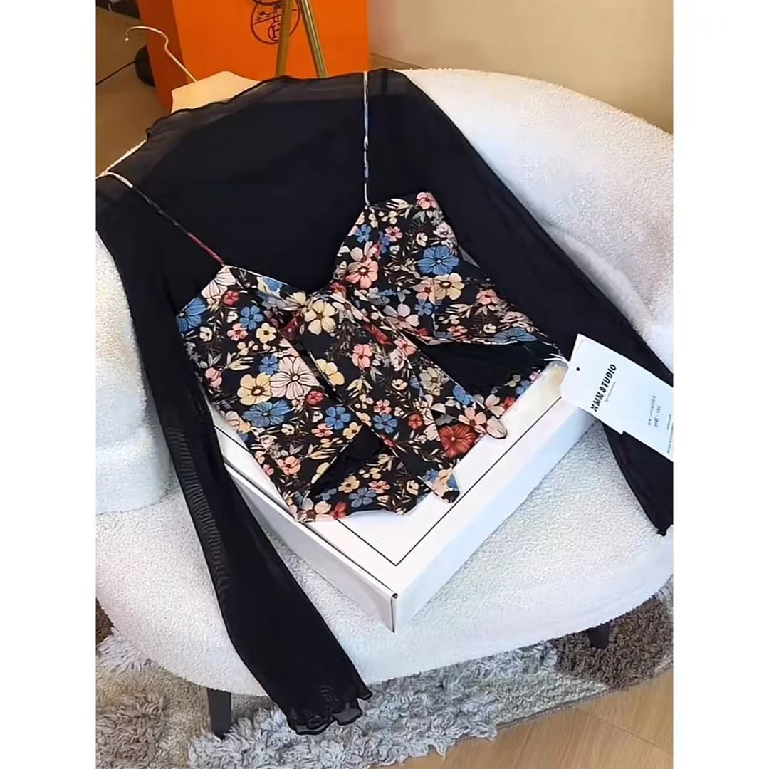 新款时尚气质设计感高级设计【度假田园花】两件套上衣ins风通勤