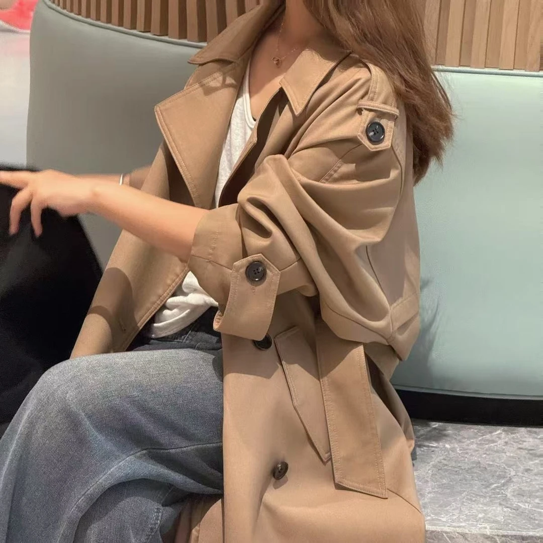 BAOYOE旧梦经典廓形双排扣大翻领中长款高级气质风衣外套女