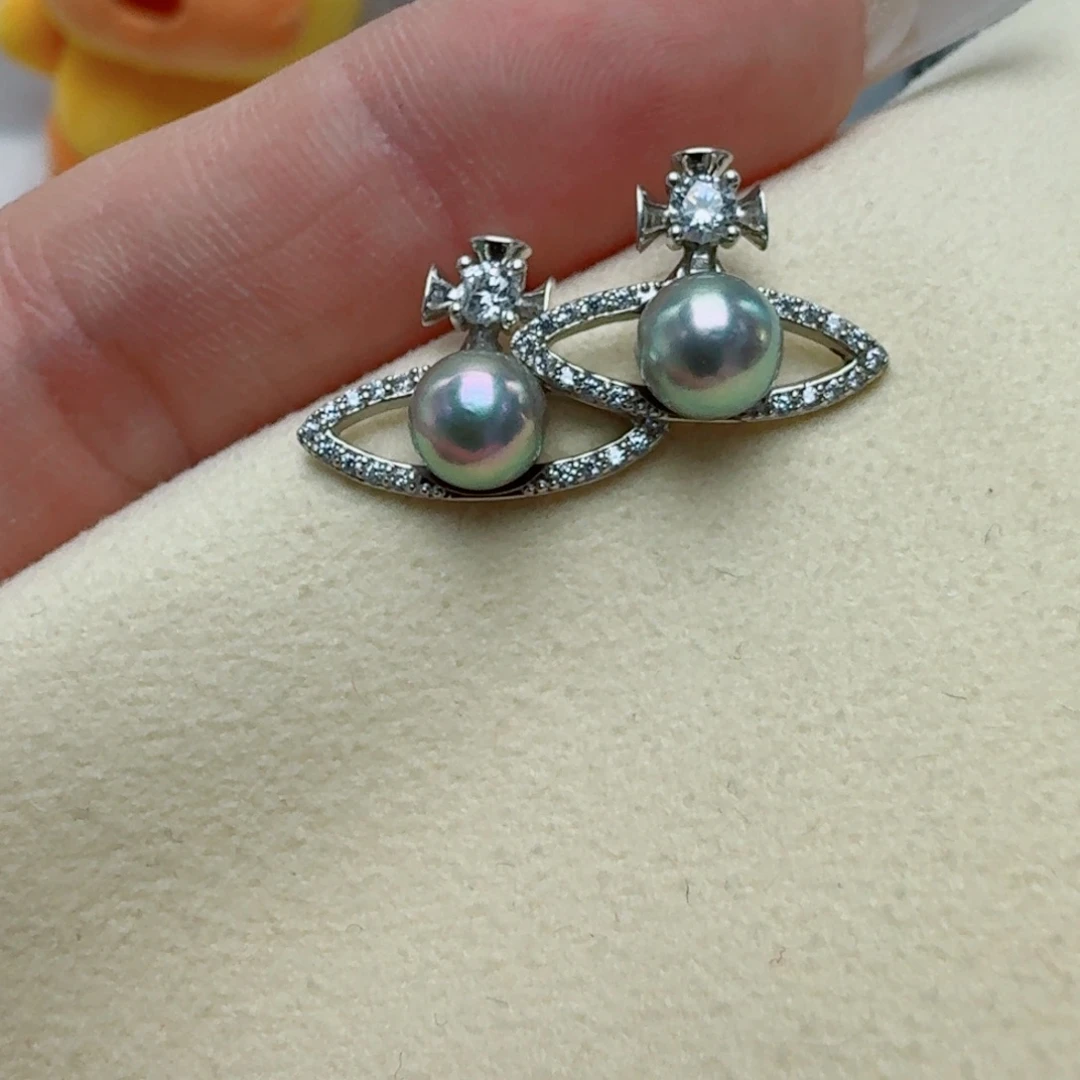 银S925镶嵌耳饰海水珍珠@@ye158