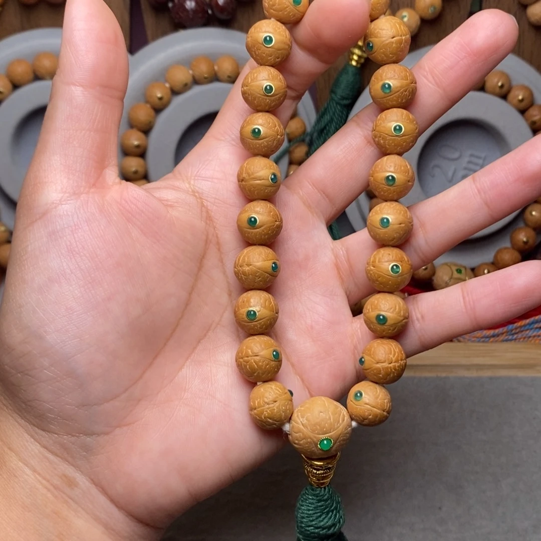 手串凤眼菩提12mm➕绿宝石