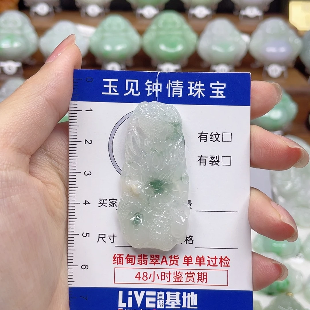 翡翠未镶嵌颈饰龙牌