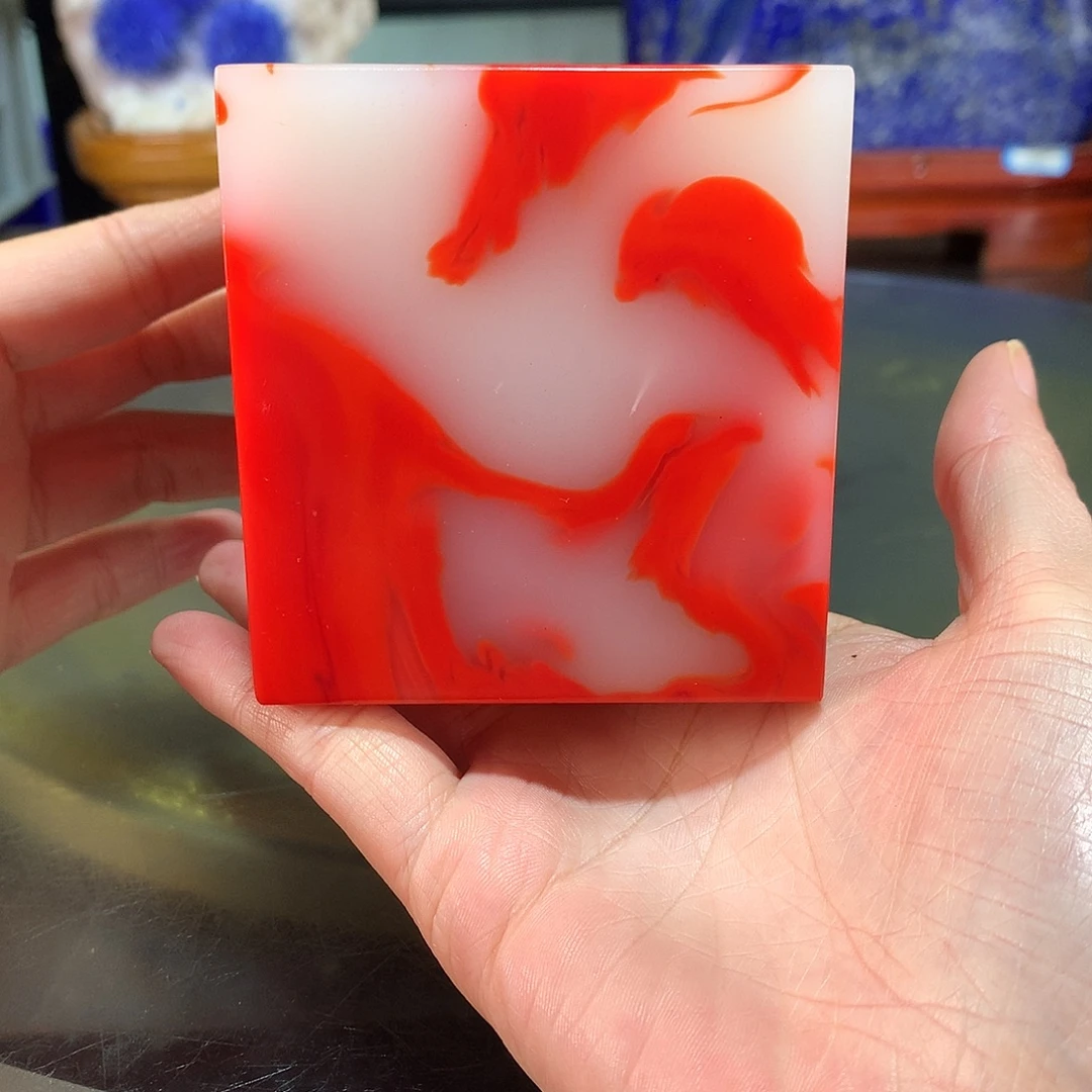 罗***枪石材巴西红宝摆件