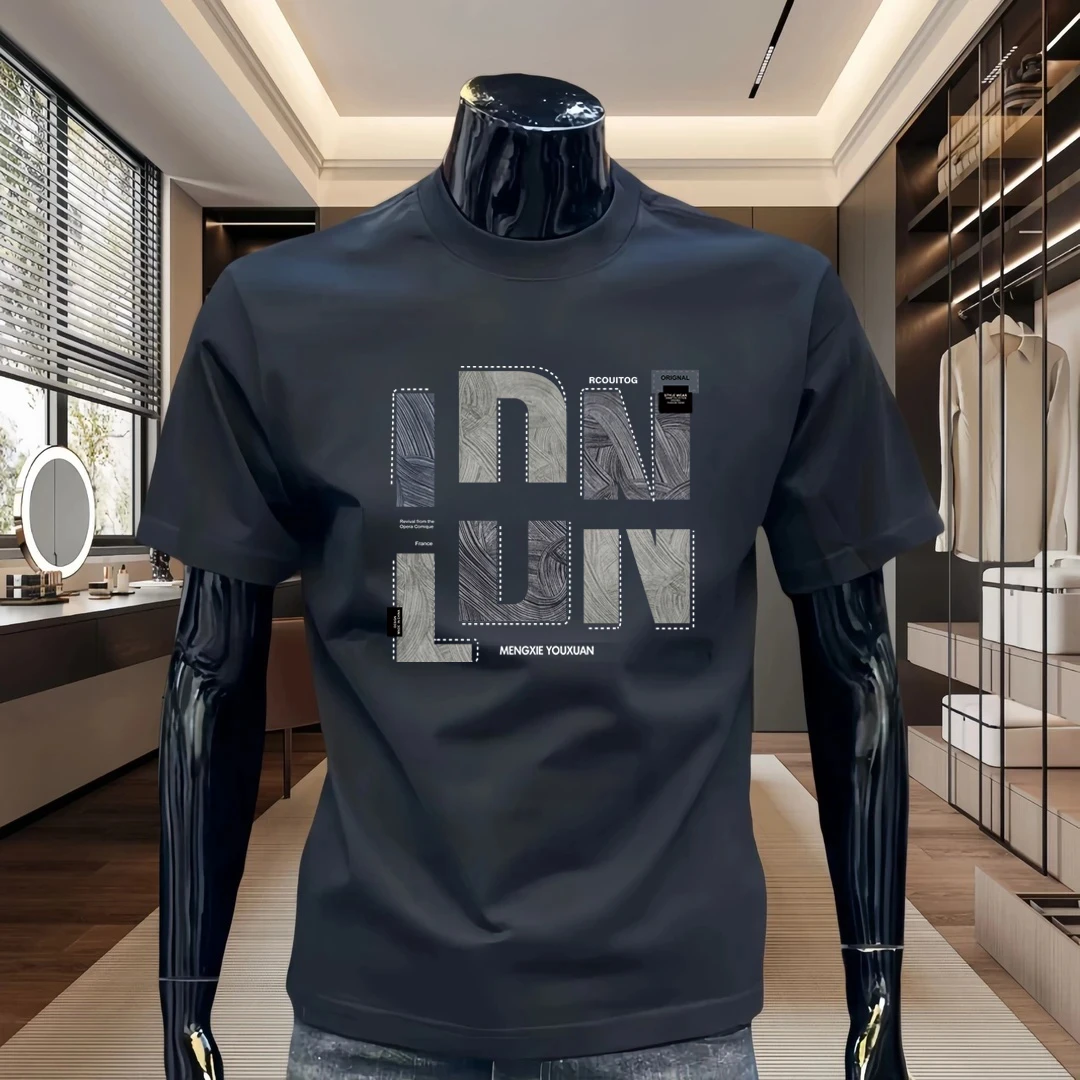 殿若潮牌字母短袖t恤男士时尚轻奢百搭印花半袖潮流情侣圆领上衣