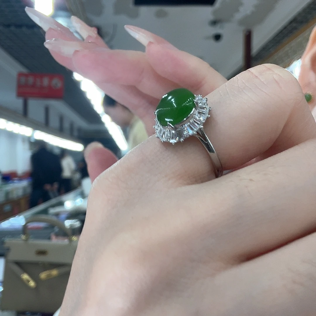 和田玉银S925镶嵌戒指
