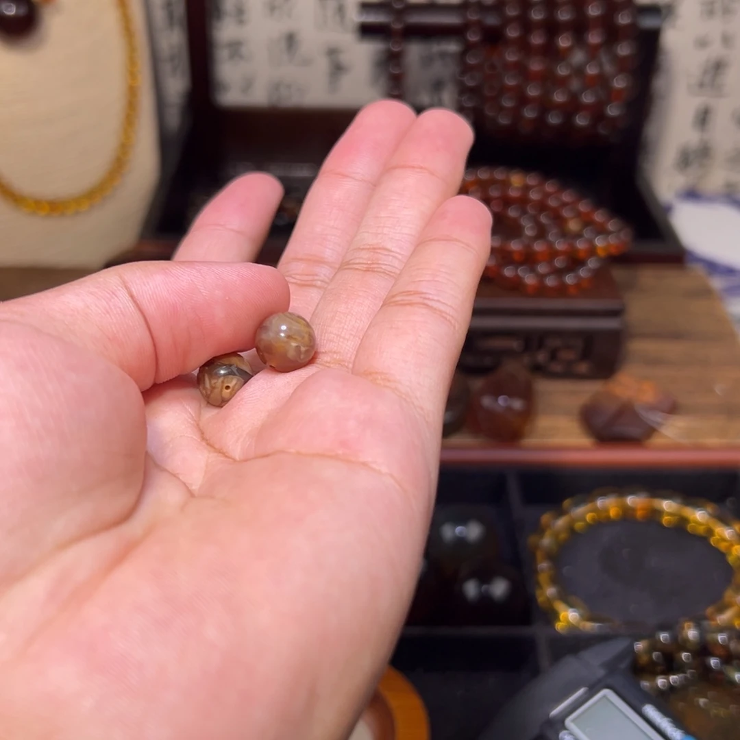 琥珀未镶嵌颈饰10mm10.6mm溶洞蜜单珠