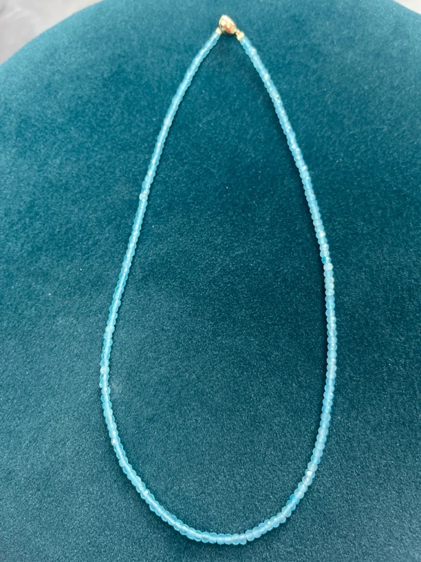 美货 海蓝色3mm苹果珠锁骨链