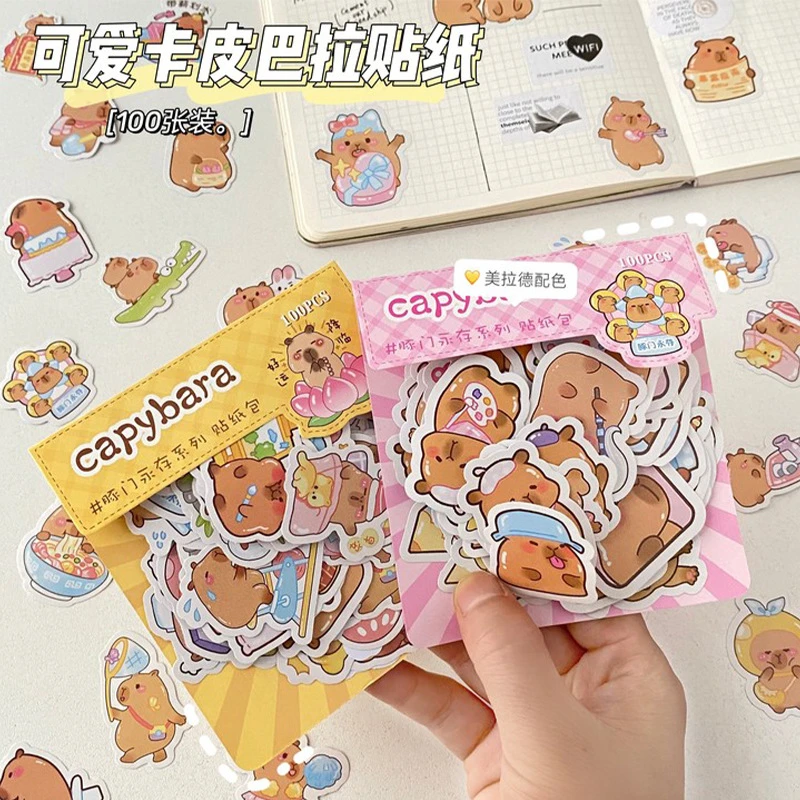 卡皮巴拉对对碰丨主播同款可爱卡皮巴拉贴纸diy手帐文具卡通贴纸